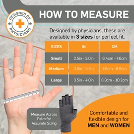 BraceEasy Arthritis Gloves / Compression Gloves, Fingerless Gloves for Carpal Tunnel, Rheumatoid, Raynaud's, Tendonitis, Hand Pain, Computer Typing, Women & Men (Gray, Medium)