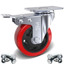 DSL 1 x Heavy Duty BRAKED Double Bearing 100mm Swivel Castor Wheel Trolley Furniture Caster 175KG Free Fitting
