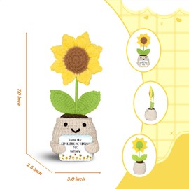 Funny Thank You Gift – Crochet Sunflower Plush with Message, Emotional Support Sunflower | “Thanks for Helping Me Through This Sh*tshow” | Appreciation Gift for Friends, Coworkers, Therapists