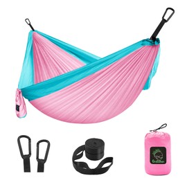 GRASSMAN Kids Hammock-Small Camping hammocks, Portable Camping Gear for Child Indoor/Outdoor use, with Tree Straps & Carabiners Pink & Blue