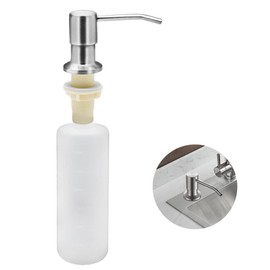 Sink Soap Dispenser Kitchen, 350ml Kitchen Built-in Stainless Steel Dispenser for Sink, Refillable Soap Dispenser with 360° Rotation Pump for Kitchen Sink