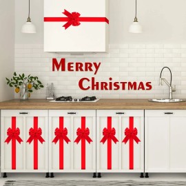 8 Pcs 78.8 Inch Red Large Christmas Cabinet Door Ribbons Christmas Bows for Kitchen Gifts Xmas Tree Set 8 Red Christmas Ribbonscolor: red Color