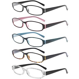 Reading Glasses 5 Pairs Spring Hinge Comfort Fashion Quality Readers for Men and Women (5 Pack Mix Color, 4.00)