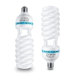 2 x 135 W Spiral Daylight Lamp, Photo Lamp, 5500 K, E27 Socket, Energy Saving Lamp, Studio Light for Softbox Photography in Photo Studio