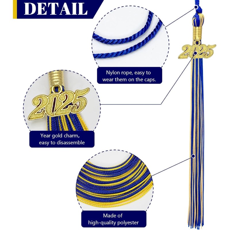 Hidreas 2025 Tassel Academic Graduation Royal Blue and 1 pcs,