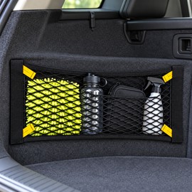 Car Trunk Mesh Organizer for Vehicle Storage – 23.62 x 9.84 Inch Elastic Cargo Net with Hook-and-Loop Fastener for Car Trunks & Seat Backs