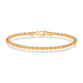 BRIJEWNES Rope Chain Gold Bracelets for Men,Solid 925 Sterling Silver Clasp Gold Chain Mens Bracelet 2.5mm Mens Chain Bracelet for Mens Jewelry Gifts Gold Bracelets for Men 8 Inches
