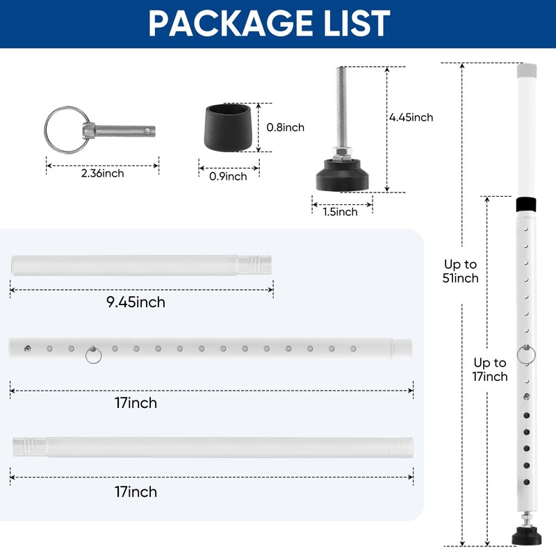 Supforce Sliding Glass Door Security Bar, 17-55 Inch Adjustable Sliding