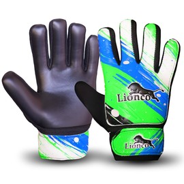 LIONCO Kids Goalie Gloves,Youth Soccer Gloves for Boys Girls,Professional Goalkeeper Glove,Durable,Anti-Slip Grip,Adjustable Wrist Strap,Breathable (Green, Size 8 Suitable for Size M-L Adult)
