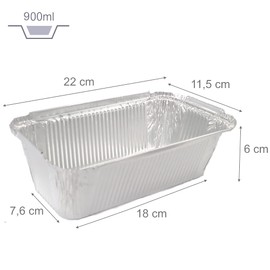 Miamex - 25 x Disposable Aluminium Food Transport Bowls with Lids - Freezing - Grilling - Oven Baking (800ml)
