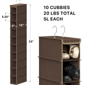 Simple Houseware 10 Shelves Hanging Shoes Organizer Holder for Closet, Brown