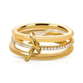 Gold 14k Rings for Women Fidget Ring Silver Oura Rings for Women and Teen Girls Non Tarnish Gold Anxiety Ring Stackable Thumb Cubic Zirconia Stainless Steel Rings Anillos De Oro 14k De Mujer Spinelli