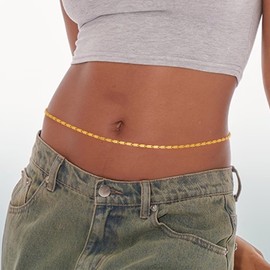 Sethain Layered Waist Chain Gold Summer Belly Chains Beach Bikini Chain Love Body Jewelry for Women