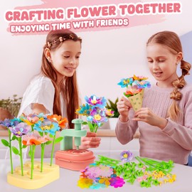 Jofuni DIY Flower Bouquet Kit for Girls – Arts and Crafts for Kids Ages 4-8, Fabric Flower Making Kit for Kids, STEM Toys for 5+ Year Old, Birthday Gifts for 4 5 6 7 8 Year Old Girls