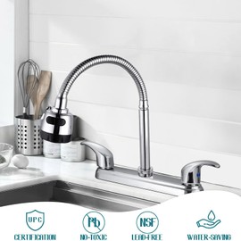 Mezcladora para Fregadero, Llave de Fregadero de Cocina Flexible, Grifo de Cocina con Dos Asas, Grifo de Cuerpo Principal de Latón, Acabado Cromo Espejo (Estilo 1)