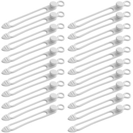 TENOC Silicone Cable Ties 20 Pcs White Reusable Cable Holder Elastic Cord Straps Flexible Wire Organizer for Phone Tablet Charging Cable and Headset or Others