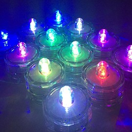JYtrend Sumbersilbe Led Lights, Waterproof Tea Lights for Centerpieces, Wedding, Party (12 Set, Changing Colors)