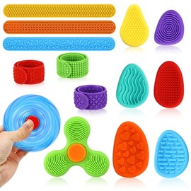 14Pcs Silicone SensoryToys,Quiet Fidget Toys for Kids and Adults,Worry Stones &Fidgets Spinner &Slap Bracelets for Anxiety,Easter Eggs Fillers,Prizes in Bulk for School and Classroom,Birthday Gifts