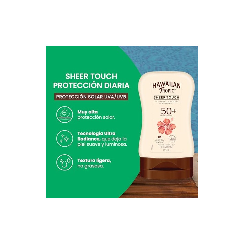 Hawaiian Tropic, Protector Solar Sheer Touch 50+ FPS 120 ml