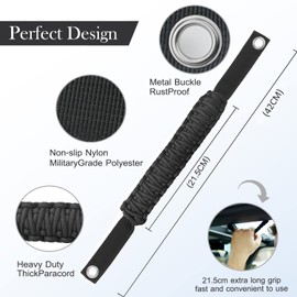 YANWEN Grab Handles for Ford Bronco 2021-2024 2/4 Door, Roll Bar Paracord Grip Handles, for Ford Bronco Interior Accessories(Black 4PCS)