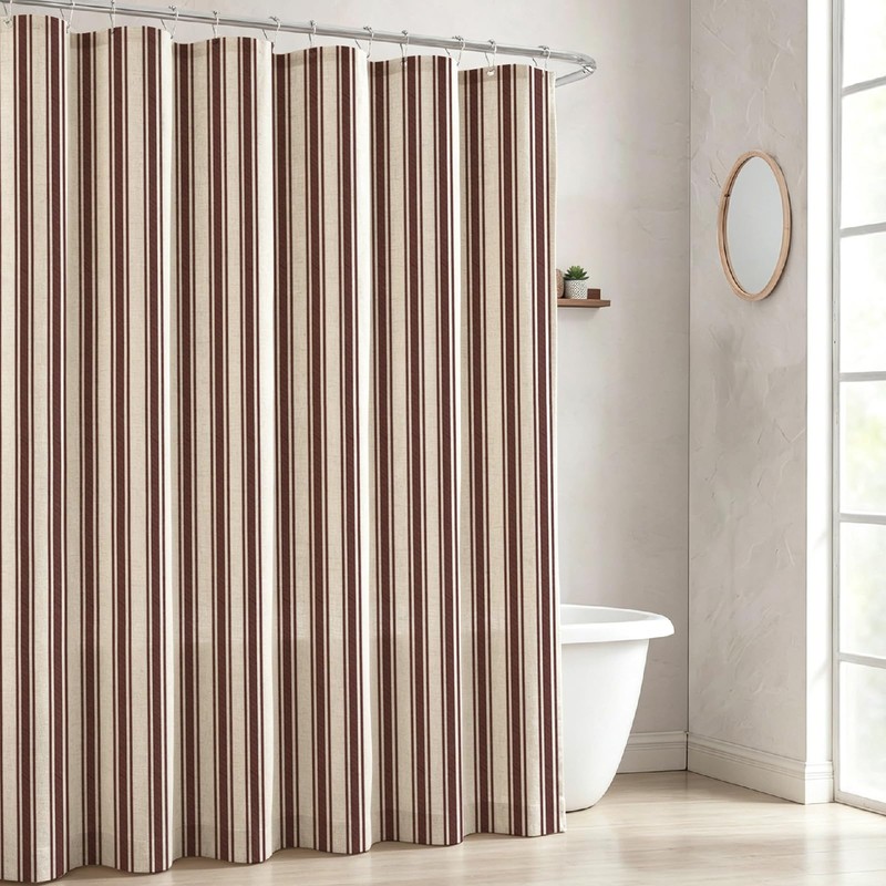 WOUVMA Brown Striped Shower Curtain Neutral