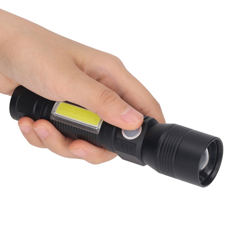 LED Flashlight Rechargeable Torch LED Pocket Flashlight with COB Light