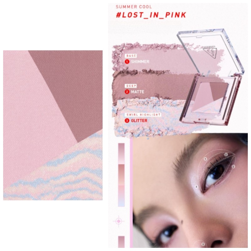 3CE Color Grid Eyeshadow 3.3g, Shade:Lost In Pink