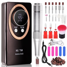 LimeGirl Electric Nail File for Acrylic Nail Kit, 45000RPM Nail Drill Professional Manicure Pedicure Set with Nail Drill Bits, Efile Nail Drill Rechargeable, 2024 Upgraded Drill para uñas (Black)