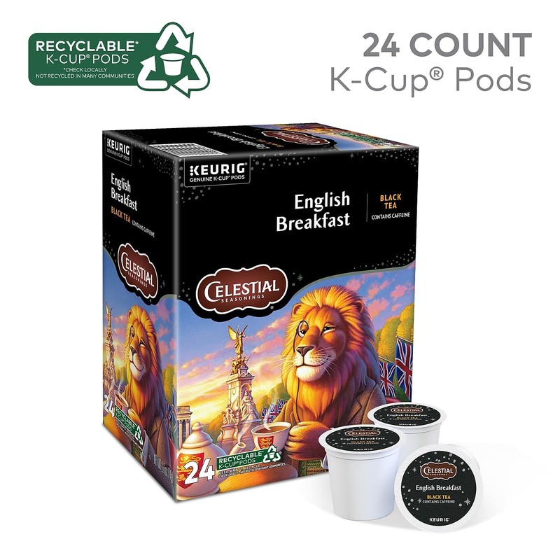 Celestial Seasonings English Breakfast Black Tea, Single-Serve Keurig K-Cup Pods,