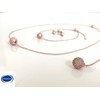 ONDEGO® Brautschmuck Set Rosegold, Rückenkette mit Strass-Kugel Anhänger, 65 cm,