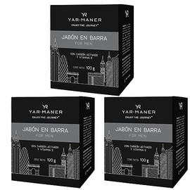 Pack de 3 Jabónes en barra para hombre YARMANER con carbón activado y vitamina E