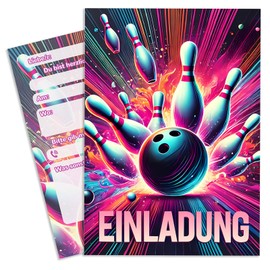 AstraGlam Invitation Cards Children's Birthday Boy, Set of 12, Unique Bowling Design, for Birthday Invitations and Party Planning