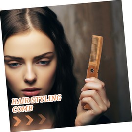 Minkissy 1pc Folding Wooden Beard Comb with Leather Case Portable Hair Comb for Men Easy to Use Travel Accessory for Grooming and Styling Beard Smooth Material for Friends