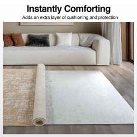 Well Woven Felt Rug Pad – Non-Slip, Adjustable Size, Safe for All Floors - Grey Cream - 5x5 Square (5' x 5' Square) – Durable, Cushioned, Protects Hardwood & Carpet