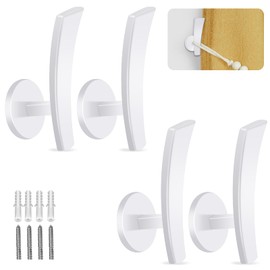 Curtain Hold backs,4 Pack Metal Curtain Tiebacks Hooks Wall Mounted Tie Backs Hook Decorative Modern Drapery Hold backs,Curtain Tie Backs Holder for Home Bedroom Decor,White