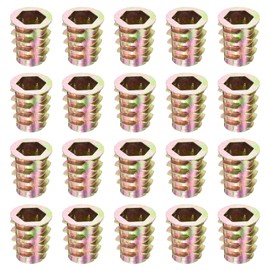 sourcing map 40Pcs Threaded Inserts, M10-1.5x20 Zinc Alloy Hex-Flanged Nut Threaded Inserts, Hex Socket Drive Nut Threaded Inserts Bolt Fastener Connector for Wood, Furniture Nuts