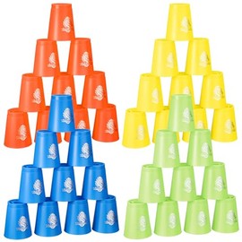 Libima 48 Pcs Sports Stacking Cups Set Stacking Cup Classic Games Speed Training Game for Boy Girl Adult Family Party Challenge Competition Travel Gift, 4 Colors(Orange, Yellow, Blue and Green)