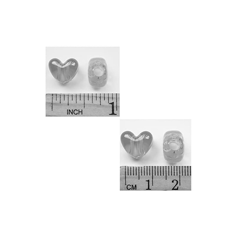 BeadExplosion Heart Beads Ruby Red Transparent Large Hole Pony Beads