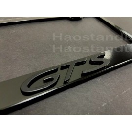 BLVD 1x (Black) GTS 3D Emblem BLACK Stainless License Plate Frame RUST FREE + S.Caps