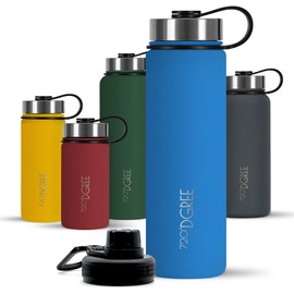 720°Dgree Stainless Steel Drinking Bottle "noLimit" - 950ml, 1200ml - Leak-Proof, Suitable for Carbonated Drinks, BPA Free, Insulated Bottle with Screw Cap for Sports, Fitness, Outdoors + Sports Lid, blue, 950ml