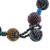 Bright Ball Brass-Tone Champagne Peacock Blue Glass Seed Beads 22"