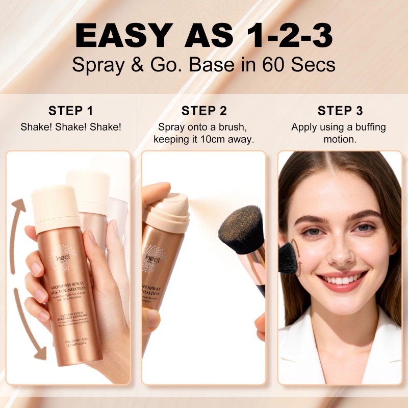 Spray Foundation Lightweight Moisturizing With Brush Natural Long-Lasting Foundation Mist