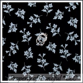Unbranded BonEful Fabric FQ Cotton Quilt VTG Black Sky Blue Gray Petite Small Flower Leaf