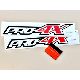 White & Red Pro4X Four Wheel Drive Decal Stickers Auto Decoration, Replacement for Titan, Frontier, Pathfinder, Armada, Durable & Weatherproof, Size 14.5 x 2.5 inch (Set of 2)