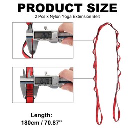 PATIKIL 22KN Adjustable Daisy Chain Yoga Extend Belt 1.8M, 2 Pcs Nylon Climbing Sling Straps for Home Workout Exercise Pilates Gymnastics, Red