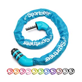 Sportneer Bike Lock - 5 Digit Combination High Security Anti Theft Bike Chain Lock - 3.2ft Heavy Duty Resettable Keyless Bicycle Lock for Bike, Motorcycle, Scooter, Door & Gate - 6mm Thick