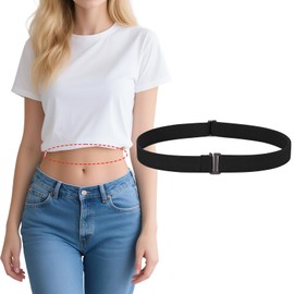 SANSTHS Crop Top Tuck Band for Women Adjustable Tucky Waist Belt Tucking Shirts Sweater Tops Stretch Belts,black,S