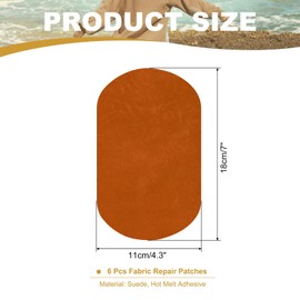 PATIKIL Iron-on Patches 4.3" by 7", 6 Pack Oval Elbow Patches Knee Repair Patch Suede Fabric Appliques for Shirt Jeans Jacket Clothes Repair Decorating Kit, Orange-Red