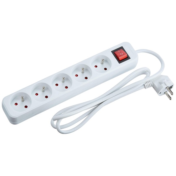 lanberg 1.5m White Curved Lantern 5x230v PL with Circuit Breaker