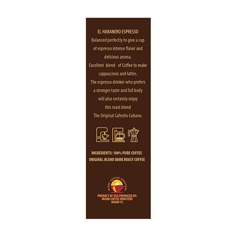 El Habanero Coffee Beans espresso Whole 2lb